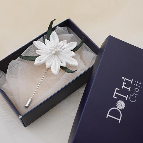 2 بوصة DOTRI EDELWEISS دبوس بروش للرجال دبوس طية صدر السترة على شكل زهرة دبوس بدلة زهرة زر، دبوس بروش مصنوع يدويًا دبوس طية صدر السترة للرجال، دبوس العريس، هدية لعيد الأب، هدية الذكرى السنوية، عيد الحب in Saudi Arabia