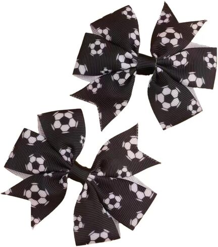 3Inch Hair Bows for Baby Girls，Back to School Pinwheel Bows Grosgrain Ribbon Toddler Bows Clips Hair Barrettes Accessories for Girls (2PCS Ball Hair Bows) (Rugby A) in Saudi Arabia