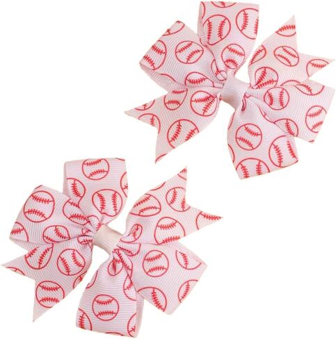 3Inch Hair Bows for Baby Girls，Back to School Pinwheel Bows Grosgrain Ribbon Toddler Bows Clips Hair Barrettes Accessories for Girls (2PCS Ball Hair Bows) (Rugby A) in Saudi Arabia