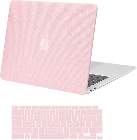حافظة MOSISO متوافقة مع جهاز MacBook Air 13 بوصة إصدار 2022-2018 A2337 M1 A2179 A1932 Touch ID، حافظة شبكية مربعة مضادة لبصمات الأصابع من جلد البولي يوريثان وغطاء بلاستيكي صلب وغطاء لوحة مفاتيح، بيج in Saudi Arabia