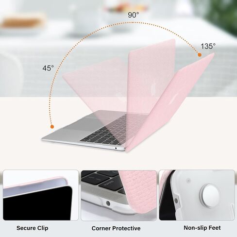 حافظة MOSISO متوافقة مع جهاز MacBook Air 13 بوصة إصدار 2022-2018 A2337 M1 A2179 A1932 Touch ID، حافظة شبكية مربعة مضادة لبصمات الأصابع من جلد البولي يوريثان وغطاء بلاستيكي صلب وغطاء لوحة مفاتيح، بيج in Saudi Arabia