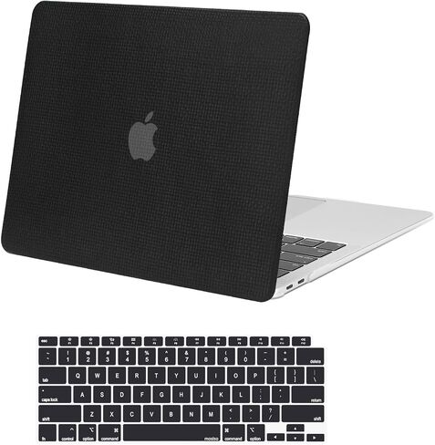 حافظة MOSISO متوافقة مع جهاز MacBook Air 13 بوصة إصدار 2022-2018 A2337 M1 A2179 A1932 Touch ID، حافظة شبكية مربعة مضادة لبصمات الأصابع من جلد البولي يوريثان وغطاء بلاستيكي صلب وغطاء لوحة مفاتيح، بيج in Saudi Arabia