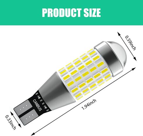 Pack-2 Car T15 LED Reverse Lights, 3014-87WFPC W16W Powerful Heat Dissipation Taillight Back-up, 360° Luminous Highlight Decoding Bulb with Lens, Universal Replacement Bulb for Cars (White) in Saudi Arabia