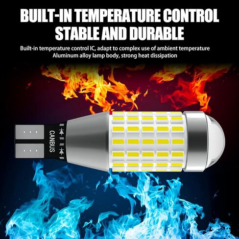 Pack-2 Car T15 LED Reverse Lights, 3014-87WFPC W16W Powerful Heat Dissipation Taillight Back-up, 360° Luminous Highlight Decoding Bulb with Lens, Universal Replacement Bulb for Cars (White) in Saudi Arabia