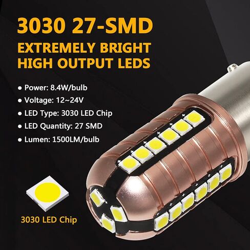 مصابيح PHINLION 1157 2057 LED، مصابيح احتياطية بيضاء زينون 6000K، فائقة السطوع 3030 27-SMD P215W BAY15D 7528 1034 استبدال LED لمصابيح DRL الاحتياطية للسيارة in Kuwait