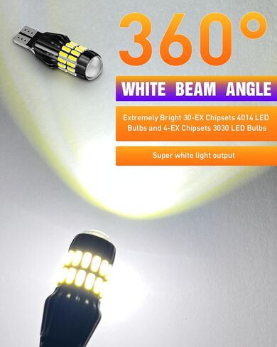 LUYED 921 912 لمبة LED زينون بيضاء ساطعة للغاية 2000 لومن أضواء عكسية احتياطية T15 W16W 4014&3030 34-EX شرائح LED لمبة مع عدسة للأضواء الخلفية والأضواء العكسية، حزمة من 2 in Kuwait