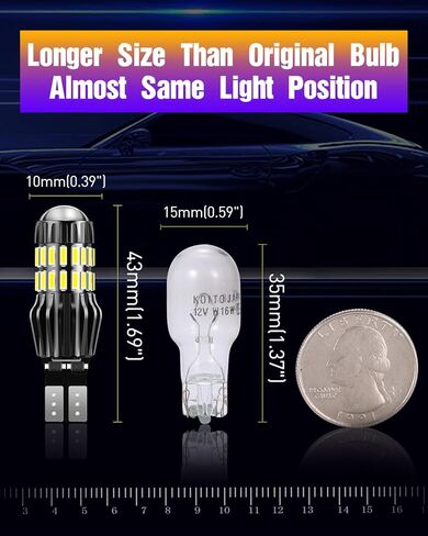 LUYED 921 912 لمبة LED زينون بيضاء ساطعة للغاية 2000 لومن أضواء عكسية احتياطية T15 W16W 4014&3030 34-EX شرائح LED لمبة مع عدسة للأضواء الخلفية والأضواء العكسية، حزمة من 2 in Kuwait