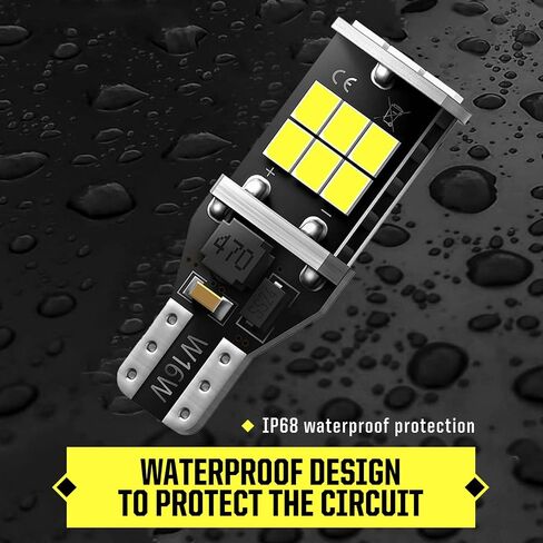 2 قطعة T15 ضوء عكس السيارة، 14 مم × 40 مم 2835-15SMD وامض عالي السطوع لوحة PCB ضوء الفرامل، ملحقات إضاءة LED للتشغيل بالقابس، مناسبة لمعظم موديلات السيارات (أبيض) in Saudi Arabia