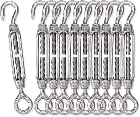 M4 Turnbuckle,5/32" Thread Stainless Steel Hook & Eye Stainless Steel 304 Turnbuckle Light Duty Wire Rope Tension 10pcs in Saudi Arabia