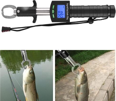 Digital Fish Scale, Stainless Steel Fish Lip Grabber Fish Control, Electric Fish Lip Gripper Holder with 1M/39in Tape Measure Ruler and 25kg/55lb Weight Scale in Saudi Arabia