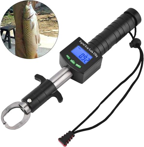 Digital Fish Scale, Stainless Steel Fish Lip Grabber Fish Control, Electric Fish Lip Gripper Holder with 1M/39in Tape Measure Ruler and 25kg/55lb Weight Scale in Saudi Arabia