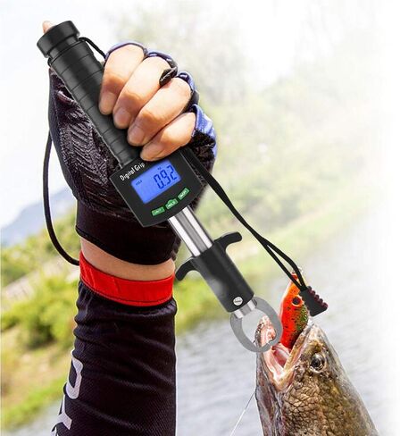 Digital Fish Scale, Stainless Steel Fish Lip Grabber Fish Control, Electric Fish Lip Gripper Holder with 1M/39in Tape Measure Ruler and 25kg/55lb Weight Scale in Saudi Arabia
