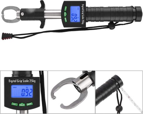 Digital Fish Scale, Stainless Steel Fish Lip Grabber Fish Control, Electric Fish Lip Gripper Holder with 1M/39in Tape Measure Ruler and 25kg/55lb Weight Scale in Saudi Arabia