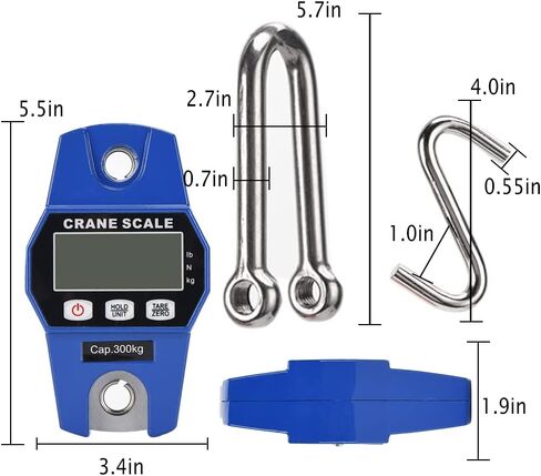 ميزان معلق رقمي للتعليق 300 كجم/660 رطل، ميزان إلكتروني محمول باليد، ميزان معلق رقمي صغير لصيد الأسماك، والصيد، والسفر، والأمتعة، والمزرعة، وثقيل، هدية عيد الأب (أزرق)، 10.5 × 3.2 × 1.9 بوصة in Kuwait