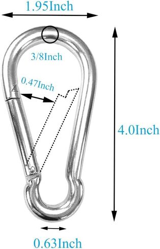 2 قطعة 4 بوصة حلقة تسلق كليب الثقيلة M10 كبير خطاف زنبركي الفولاذ المقاوم للصدأ للتخييم الصيد أرجوحة أرجوحة in Kuwait