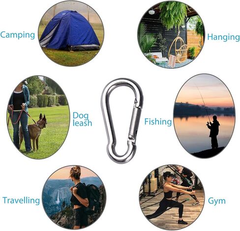 2 قطعة 4 بوصة حلقة تسلق كليب الثقيلة M10 كبير خطاف زنبركي الفولاذ المقاوم للصدأ للتخييم الصيد أرجوحة أرجوحة in Kuwait