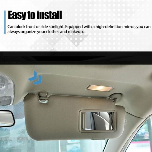 Gray Driver Side Sun Visor Compatible with Toyota Corolla 2007-2013 Replace Left Sun Protection Shade 74320-02711-E0 in Saudi Arabia