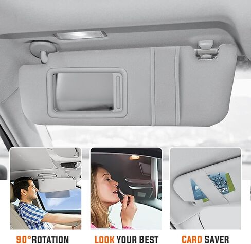 Youxmoto Sun Visor for Toyota Venza Left Driver Side, 2009 2010 2011 2012 2013 2014 2015 2016 with Sunroof, Grey Replaces # ‎74320-0T021-A1 in Saudi Arabia