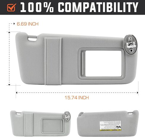 Youxmoto Sun Visor for Toyota Venza Left Driver Side, 2009 2010 2011 2012 2013 2014 2015 2016 with Sunroof, Grey Replaces # ‎74320-0T021-A1 in Saudi Arabia