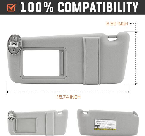 Youxmoto Sun Visor for Toyota Venza Left Driver Side, 2009 2010 2011 2012 2013 2014 2015 2016 with Sunroof, Grey Replaces # ‎74320-0T021-A1 in Saudi Arabia