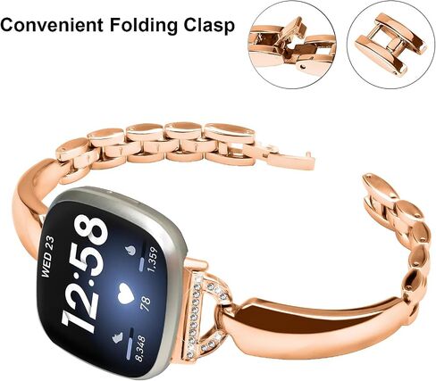 Metal Bands Compatible with Fitbit Sense 2/Sense/Versa 4/Versa 3, Bracelet Replacement Wristband for Women, Silver Black Copper in Saudi Arabia