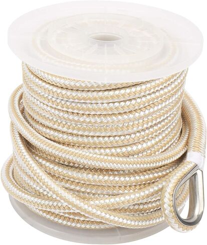 NovelBee 5/8 Inch X 250 Feet Double Braid Nylon Anchor Line with Stainless Steel Thimble and Plastic Chuck (Black) in Saudi Arabia