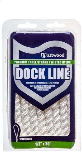 خط رصيف من النايلون الملتوي الممتاز من Attwood 11733-7، بسمك 1/2 بوصة، وطول 20 قدمًا، طرف واحد مقسم مسبقًا، أبيض in Saudi Arabia