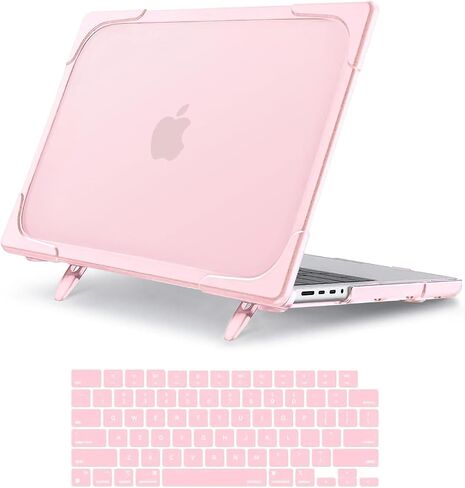 MOSISO متوافق مع حافظة MacBook Pro مقاس 14 بوصة إصدار 2023 2022 2021 M3 A2918 A2992 M2 A2779 M1 A2442 Pro Max Chip، هيكل صلب من البلاستيك المقاوم للصدمات شديد التحمل مع مسند قابل للطي وغطاء لوحة مفاتيح، وردي in Saudi Arabia