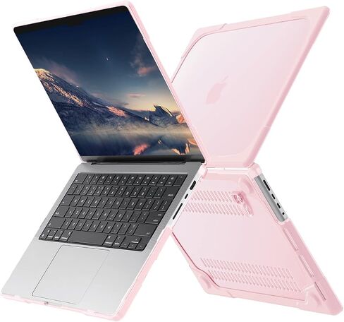 MOSISO متوافق مع حافظة MacBook Pro مقاس 14 بوصة إصدار 2023 2022 2021 M3 A2918 A2992 M2 A2779 M1 A2442 Pro Max Chip، هيكل صلب من البلاستيك المقاوم للصدمات شديد التحمل مع مسند قابل للطي وغطاء لوحة مفاتيح، وردي in Saudi Arabia