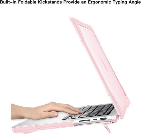 MOSISO متوافق مع حافظة MacBook Pro مقاس 14 بوصة إصدار 2023 2022 2021 M3 A2918 A2992 M2 A2779 M1 A2442 Pro Max Chip، هيكل صلب من البلاستيك المقاوم للصدمات شديد التحمل مع مسند قابل للطي وغطاء لوحة مفاتيح، وردي in Saudi Arabia