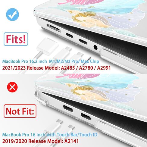 Mektron Case for 2023 MacBook Pro 16" M3 A2991 Fits M2 A2780 M1 A2485 (2021/2030) Pro/Max Chips with Touch ID, Hard Shell Plastic Laptop Cover Keyboard Cover Screen Protector,Peony Flowers C186 in Kuwait