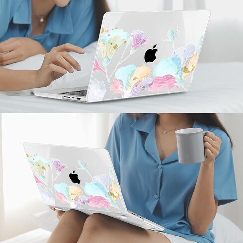 Mektron Case for 2023 MacBook Pro 16" M3 A2991 Fits M2 A2780 M1 A2485 (2021/2030) Pro/Max Chips with Touch ID, Hard Shell Plastic Laptop Cover Keyboard Cover Screen Protector,Peony Flowers C186 in Kuwait
