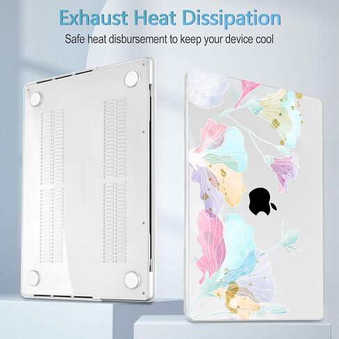 Mektron Case for 2023 MacBook Pro 16" M3 A2991 Fits M2 A2780 M1 A2485 (2021/2030) Pro/Max Chips with Touch ID, Hard Shell Plastic Laptop Cover Keyboard Cover Screen Protector,Peony Flowers C186 in Kuwait