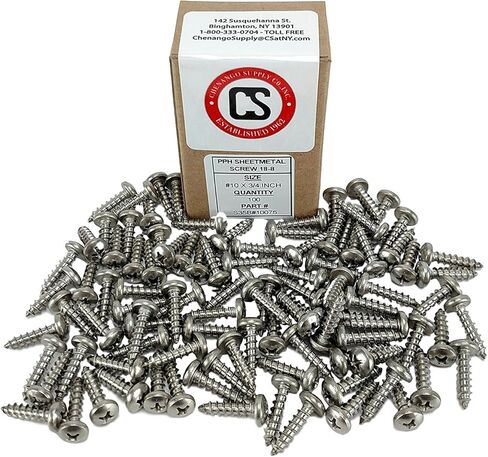 #10 x 1" Stainless Phillips Pan Head Sheetmetal Screw (1/2" to 2" Lengths in Listing) 100 Sheet Metal Screws (#10 x 1 inch) in Kuwait
