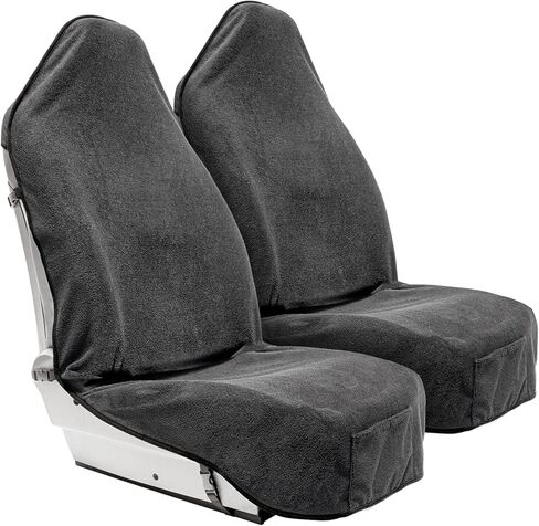Terry Cloth Sweat Towel Seat Cover; Carseat Towel Protector; Waterproof; Universal Fit for Car SUV Van Truck; EZ fit; Non Slip Grip; Machine Washable; Great for Gym Workout; 1pc Black in Kuwait