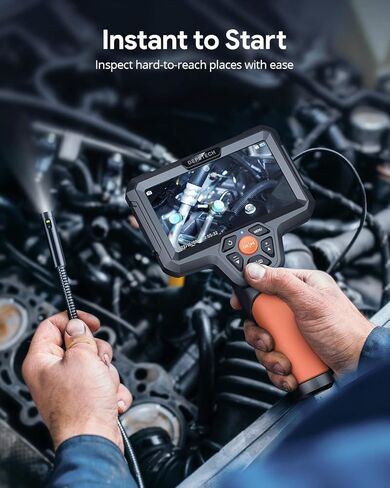 DEPSTECH 5.0MP عدسة مزدوجة، كاميرا منظار IPS مقاس 5 بوصات مع ضوء، كاميرا فحص فيديو صناعية، كاميرا ثعبان معقوفة بطول 10 أقدام، أداة كاميرا نطاق مقاومة للماء للجدار والأنابيب والسيارات in Kuwait