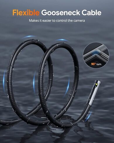 DEPSTECH 5.0MP عدسة مزدوجة، كاميرا منظار IPS مقاس 5 بوصات مع ضوء، كاميرا فحص فيديو صناعية، كاميرا ثعبان معقوفة بطول 10 أقدام، أداة كاميرا نطاق مقاومة للماء للجدار والأنابيب والسيارات in Kuwait