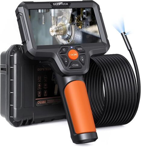DEPSTECH 5.0MP Dual Lens Borescope, 5'' IPS Screen Endoscope Camera with Light, Industrial Video Inspection Camera, 10ft Gooseneck Snake Camera, Waterproof Scope Camera Tool for Wall, Pipe, Automotive in Saudi Arabia