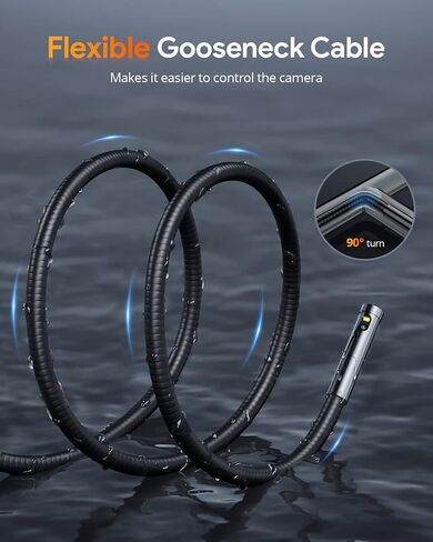 DEPSTECH 5.0MP Dual Lens Borescope, 5'' IPS Screen Endoscope Camera with Light, Industrial Video Inspection Camera, 10ft Gooseneck Snake Camera, Waterproof Scope Camera Tool for Wall, Pipe, Automotive in Saudi Arabia