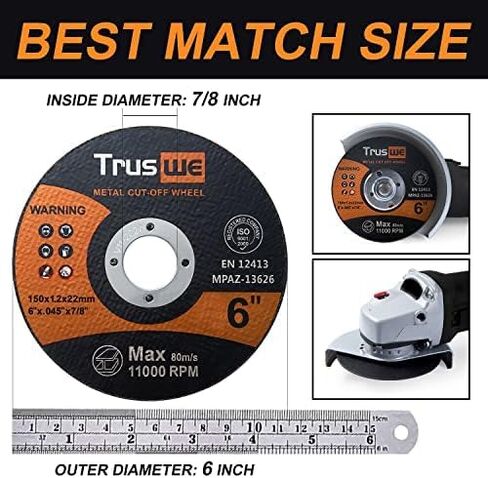 Cut Off Wheels 25 Pack,6 Inch,Metal and Stainless Steel Cutting Wheel for Angle Grinder,Ultra Thin Cutting Disc Cut-Off Wheel (25 PCS 6 x .045 x 7/8 inch Cut Off Wheels) in Saudi Arabia