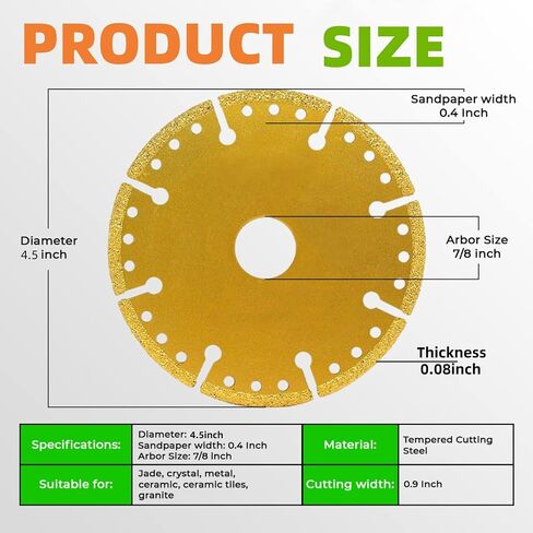 Cutting Disc, Cut Off Wheels 4 1/2 Inch with Conversion Gasket, 7/8" Arbor Angle Grinder Blades, Diamond Cutting Wheels for Angle Grinder for Smooth Cutting, Chamfering, Grinding of Materials.(3) in Saudi Arabia