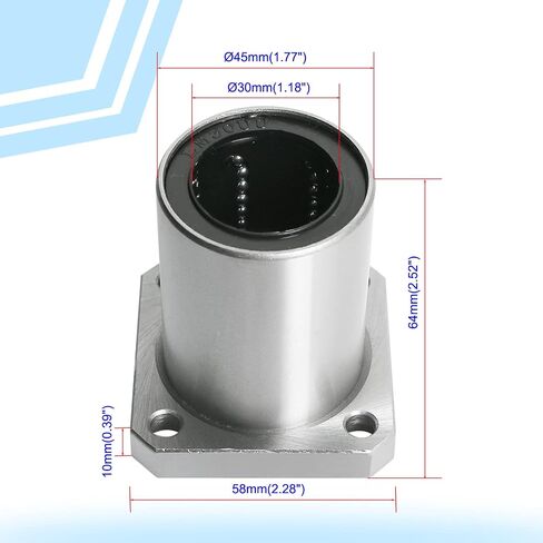 Aopin LMK30UU محمل كروي ذو شفة مربعة للحركة الخطية، ID 30 مم، OD 45 مم محامل كروية خطية Sae52100 من الفولاذ الكربوني، 6 صفوف من الكرات الفولاذية، رائعة للاستخدام في CNC، طابعة ثلاثية الأبعاد، دليل السكك الحديدية الخطية in Saudi Arabia
