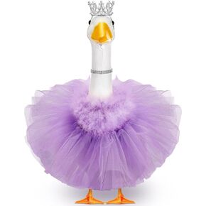 4 Pcs Princess Porch Goose Outfit for 23" 17" Cement Lawn Goose Costume Crown Necklace Tutu Skirt Feather Trim for Princess Outdoor Garden Lawn Art Decor(Rose Red) in Saudi Arabia
