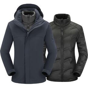 Women's 3-in-1 Waterproof Winter Jacket With Removable Inner Liner and Hooded Warm Jacket For Women in Saudi Arabia