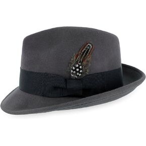 Belfry Trilby Men/Women Snap Brim Vintage Style Dress Fedora Hat 100% Pure Wool Felt Available in Black, Grey, Pecan (Medium Brown) in Kuwait