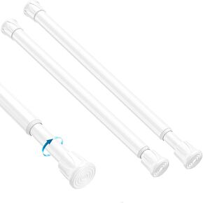 2PCS Small Tension Curtain Rod 12 to 20 Inch,White Short Curtain Rods No Drilling,Loaded Expandable Spring Curtain Rods for Kitchen,Closet,Cupboard,Door,Bookshelf in Kuwait