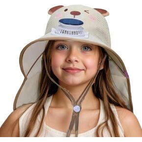 Kids Sun Hat مع المعجبين بالطاقة الشمسية ، قبعات شاطئية عريضة Boy Boy Boy Beach UPF50+ حماية من أشعة الشمس للأطفال المشي لمسافات طويلة والتخييم in Kuwait