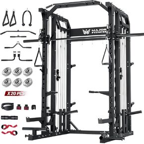 Major Fitness Drone2 Advanced Training Smith Machines– All-in-One Home Gym Squat Rack with Aluminum Pulley Set , Weight Bar, Dual LAT Pull-Down Systems & Cable Crossover Machine for Full-Body Workouts in Kuwait