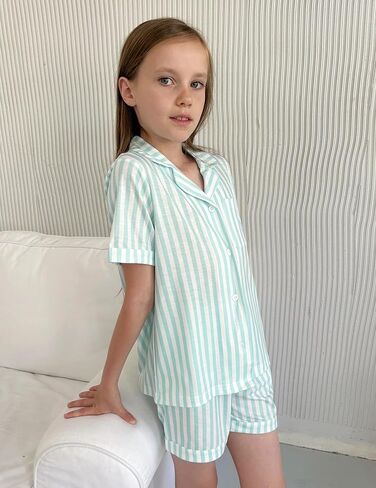 Arshiner Girls Pajamas Summer Outfit Kids Shorts Sets Button Down Loungewear Pjs in Saudi Arabia