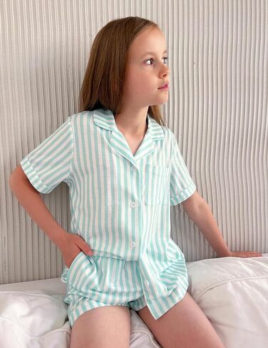 Arshiner Girls Pajamas Summer Outfit Kids Shorts Sets Button Down Loungewear Pjs in Saudi Arabia